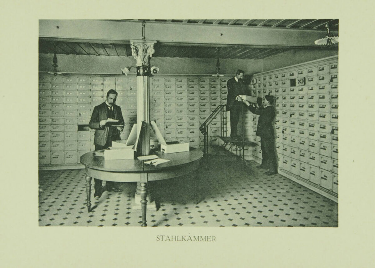 Die «Stahlkammer» in einer Imagebroschüre von 1908.